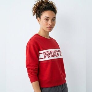 Roots Color block logo crew neck sweatshirt